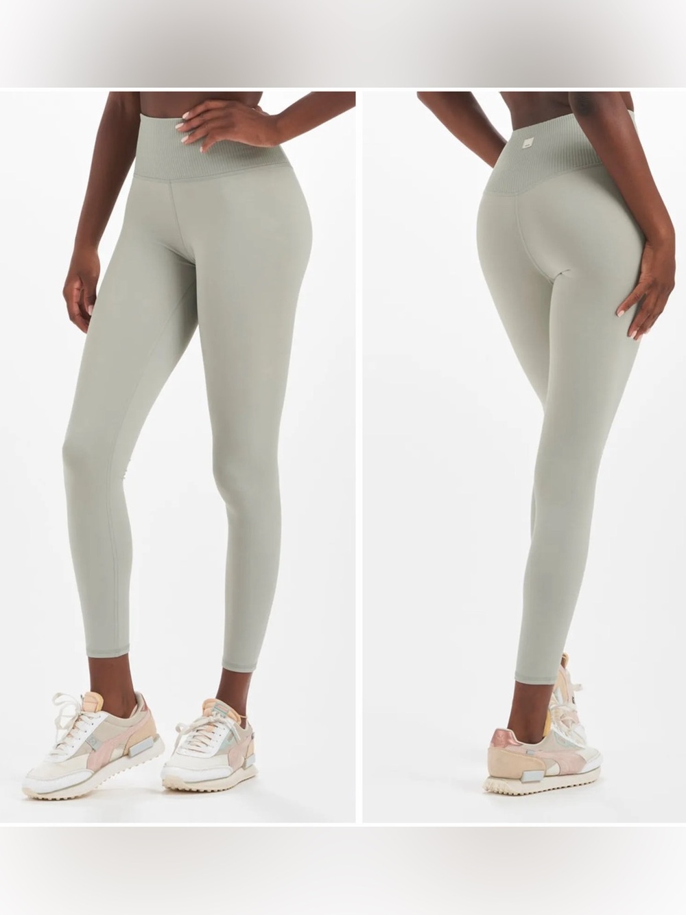Vuori Rib Studio High-Waist Leggings in Eucalyptus- Activewear Yoga
